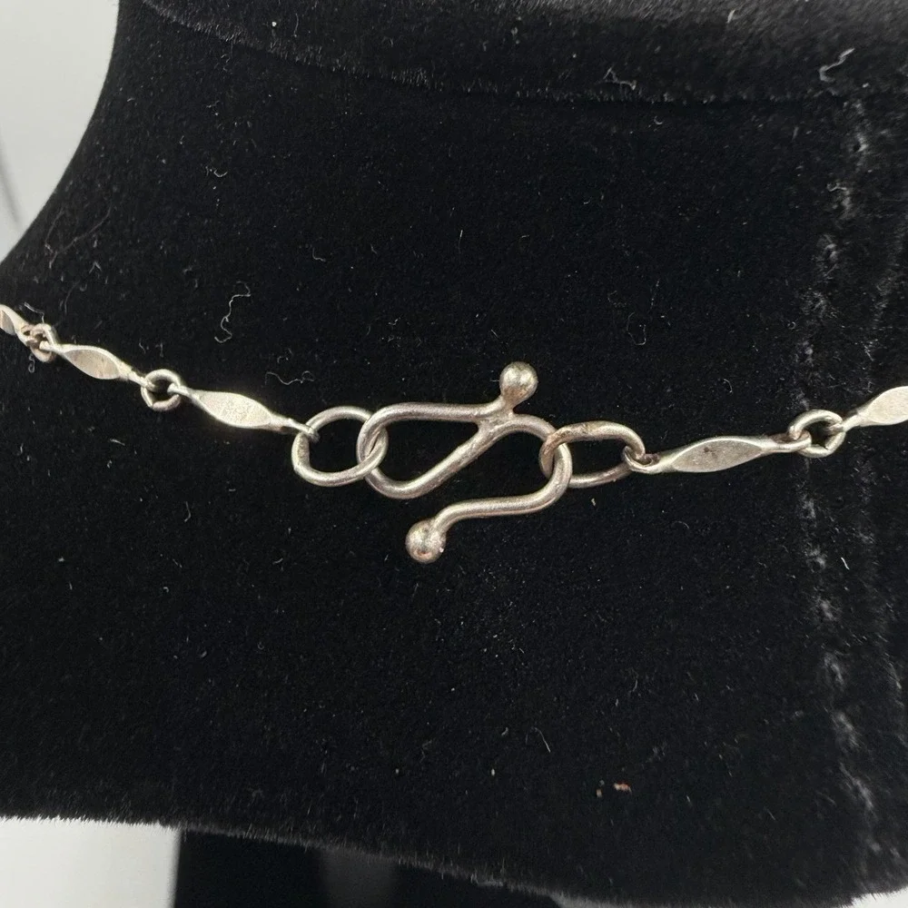 Vintage Artisan Signed Sterling Silver Pugfy Heart Photo Charm Necklace 16